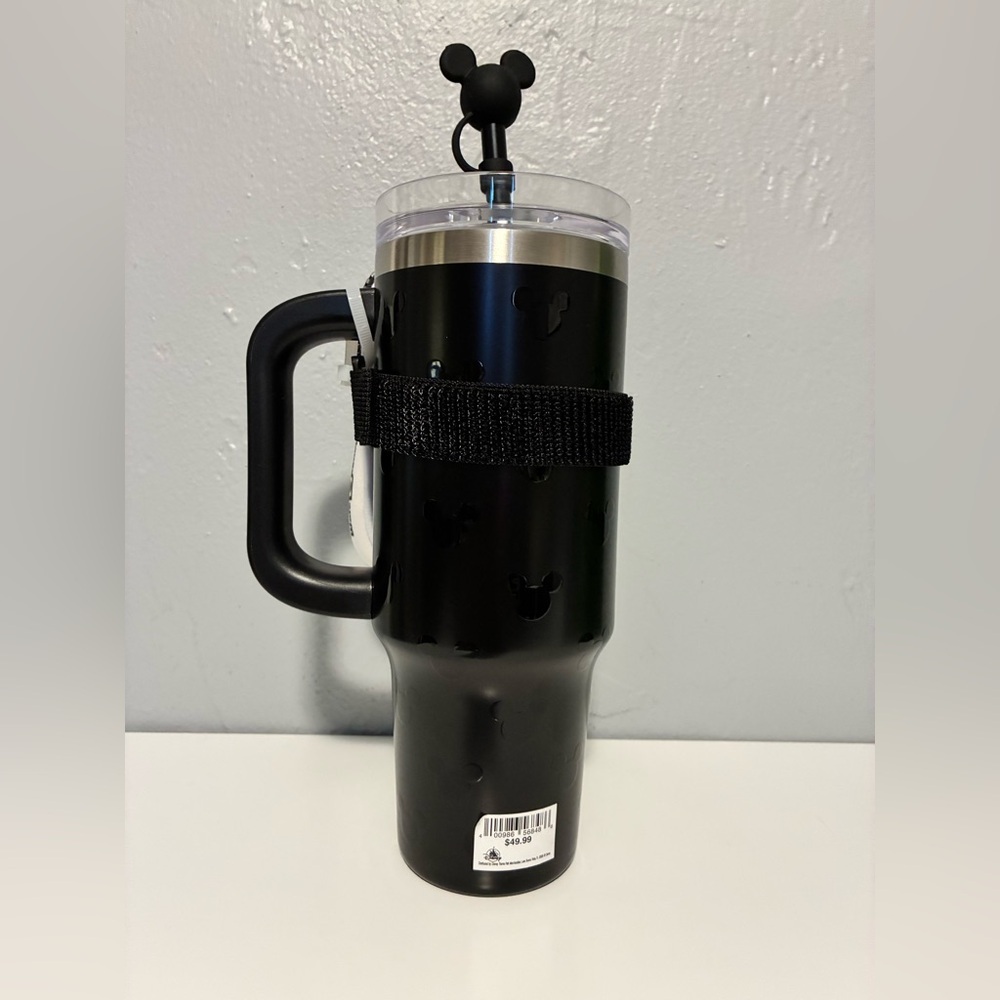Disney Parks Black Tumbler with Mickey Logo with Mickey Straw and pouch - Picture 4 of 10